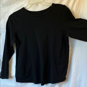 Eileen Fisher Organic Cotton Black Long Sleeve Tee Petite Large